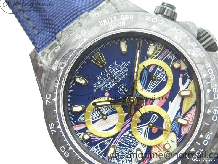 1222 Daytona DIW Carbon OMF Best Edition Blue Paint Dial on Deep Blue Nylon Strap A Tailored 2842
